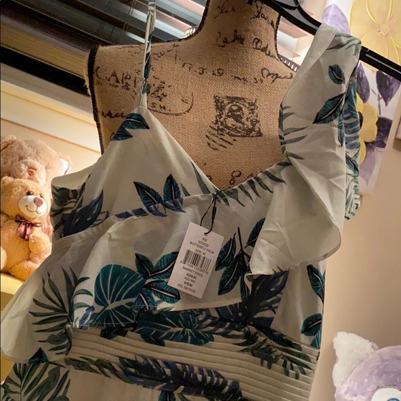 WALTER BAKER PALM PRINT ONE SHOULDER RUFFLE DRESS - Picture 5 of 6